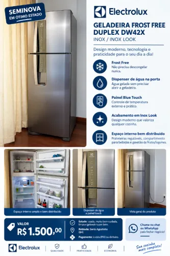 Geladeira Electrolux Frost Free DW42X Inox - Excelente Estado!
