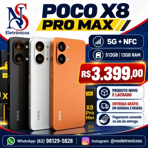 Celular Xiaomi Poco X8 Pro Max de 512gb 12gb Laranja Branco Azul Preto Novo Lacrado