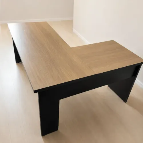 Mesa de Escritório em L 160x130cm - Amadeirado claro