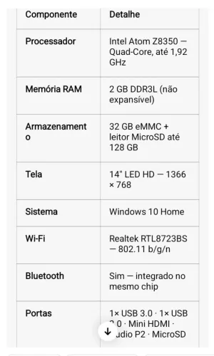 Notebook positivo motiun Q232B tela 14