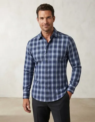 Camisa masculina tam GG xadrez tons de azul Slim Fit Zara