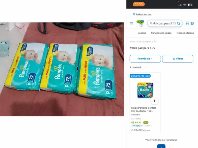 Vendo 3 pacotes de fraldas Pampers Confort Sec Tamanho P