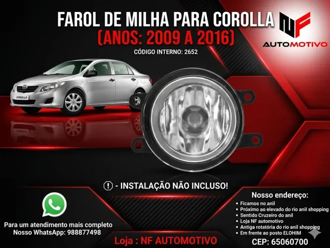 Farol milha Corolla 2009 a 2016