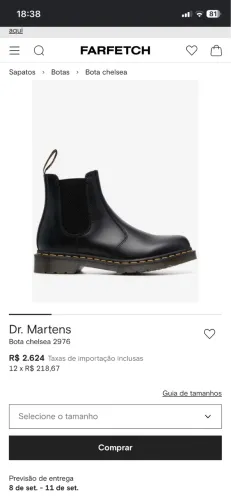 Bota unissex Dr.Martens número 36 Br
