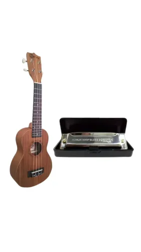 Kit Gaita Harmônica Stagg C Bjh-b20c + UKULELE ACUSTICO SPRING US-26 TENOR -  ESCOLAR