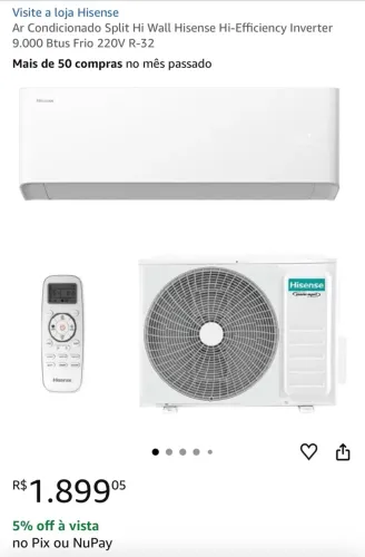AR-CONDICIONADO 9.000 BTUS HISENSE