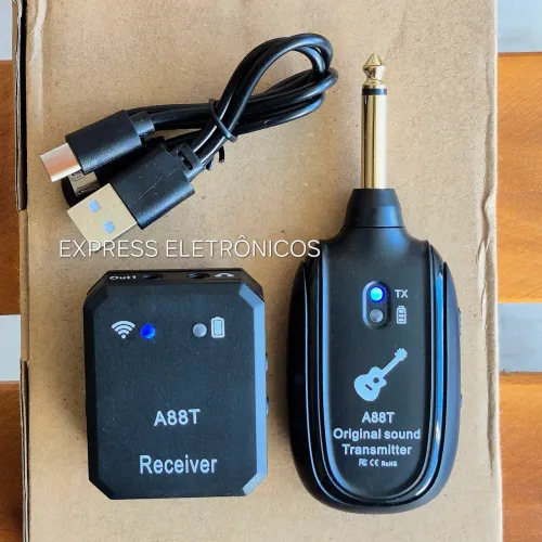 TRANSMISSOR SEM FIO E RETORNO DE PALCO PARA INSTRUMENTOS PROFISSIONAL COMPLETO NOVO