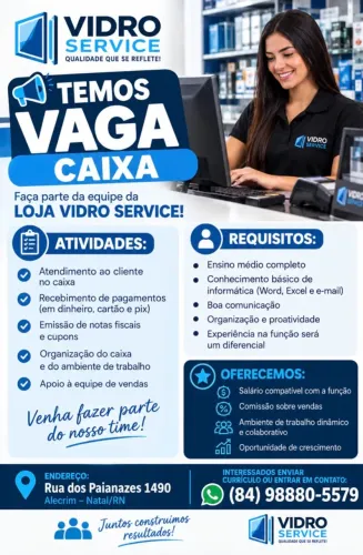 Vaga para operadora de caixa URGENTE