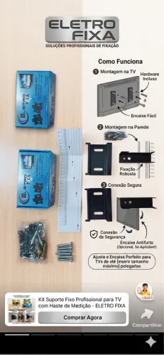 Suporte Fixo Com Haste P/ Tv 10 Á 75 Polegadas