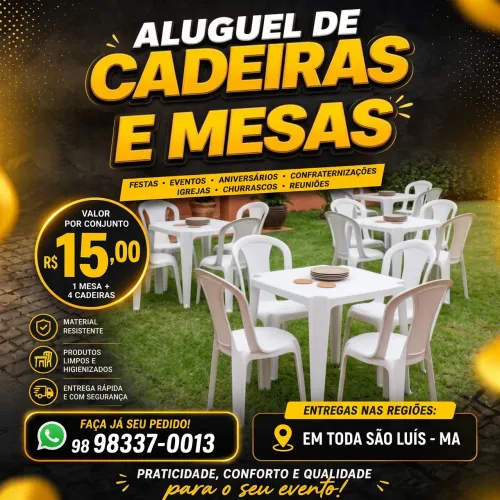 Aluguel de Mesas e Cadeiras para Festas e Eventos