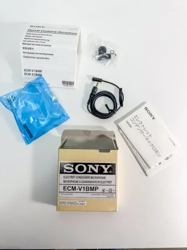 Microfone de lapela omnidirecional Sony ECM-V1BMP com conector TRS 3,5 mm com trava (padrã