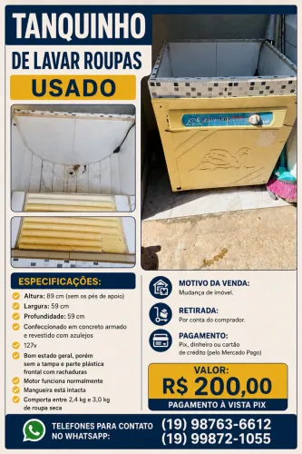 Tanquinho de lavar a roupa