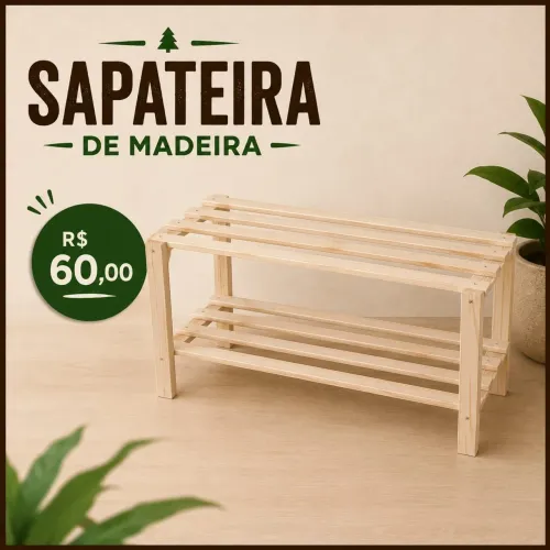 Sapateira de Madeira Pinus - R$60