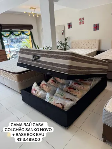 Cama base baú mais colchão Sanko novos