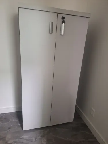 Armario 2 portas com chave na cor cinza claro modelo Diretor Executivo