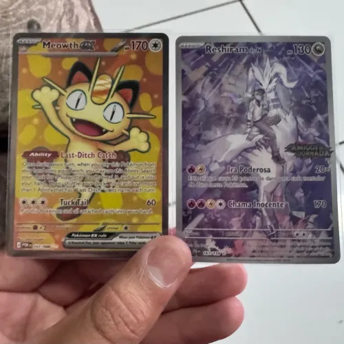 Cartas Pokémon TCG meowth e reshiram do N