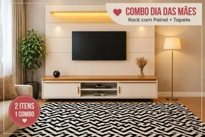COMBO - RACK COMODORO 1.80 + PAINEL BLISS 1.80 + TAPETE 1.40X200 OU 1.90X2.40