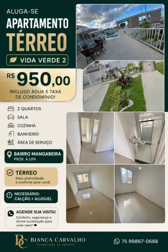 ALUGO APARTAMENTO TÉRREO VIDA VERDE