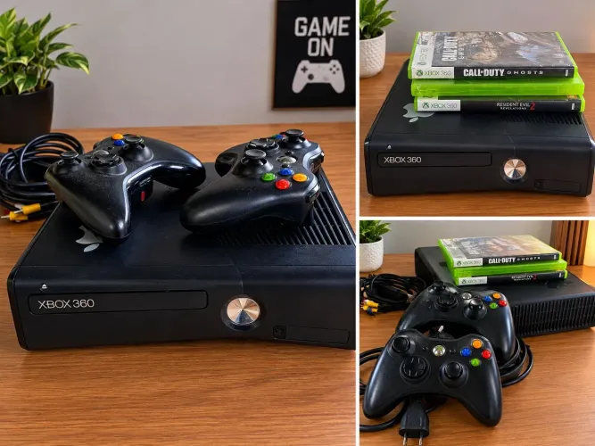 XBox 360 + HD + 3 jogos