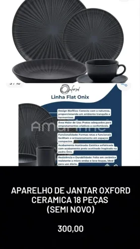Jogo de jantar Oxford cerâmica original preto