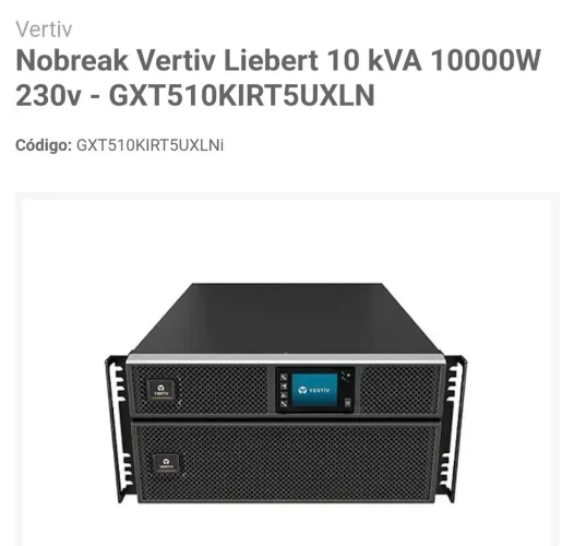 Nobreak Vertiv Liebert GXT5 10kVA 10000W 230V - Novo Nunca Usado
