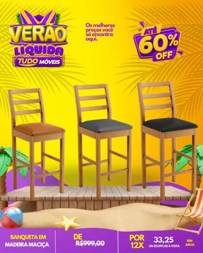 Banqueta em madeira Maciça
