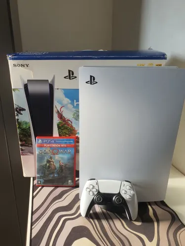 PS5 FAT MÍDIA FISICA com baço de energia e HDMI controle e um jogo e a caixa