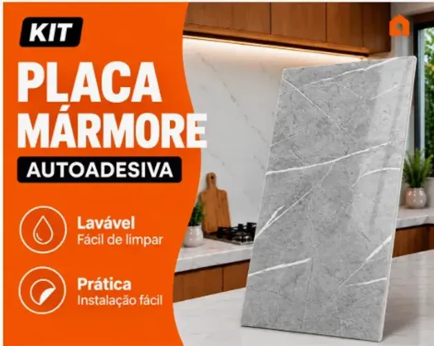 Kit 50 Placas Auto Adesivas 3D Mármore Cinza 60x30 cm | Cobre 9 m²