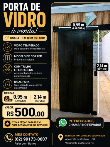Porta de vidro temperada à venda