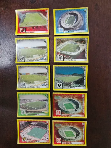 R$30 cada - figurinhas Estádios CB 1998 nunca coladas