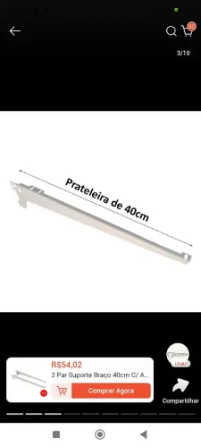 Cremalheiras com suportes de 40cm