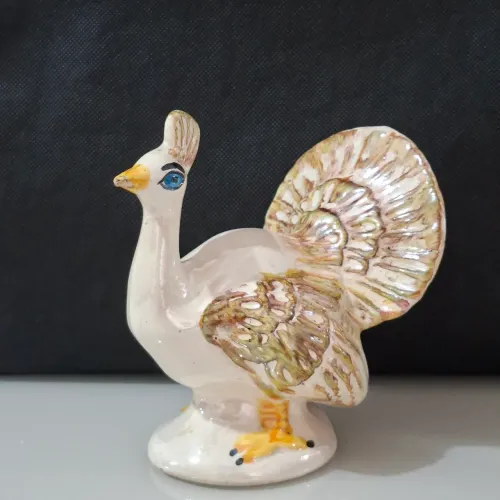 Pavão Peru de Porcelana Decorativa Bibelô 12x12