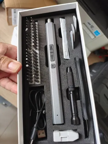 Mini Parafusadeira Elétrica Precisão Digital 64 Bits Recarregável USB-C Kit Profissional