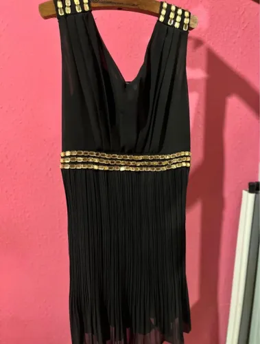 Vestido plissado preto