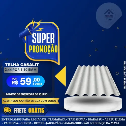 Telha de Fibrocimento já impermeabilizada de fábrica com 5 anos de garantia só pague na