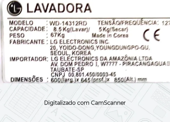 Lava e Seca LG WD14312RD capacidade 8,5kg