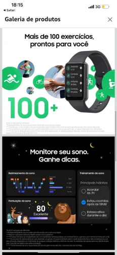 Smart Watch Samsung galaxy fit3 display 1.6?grafite (NUNCA USADO)