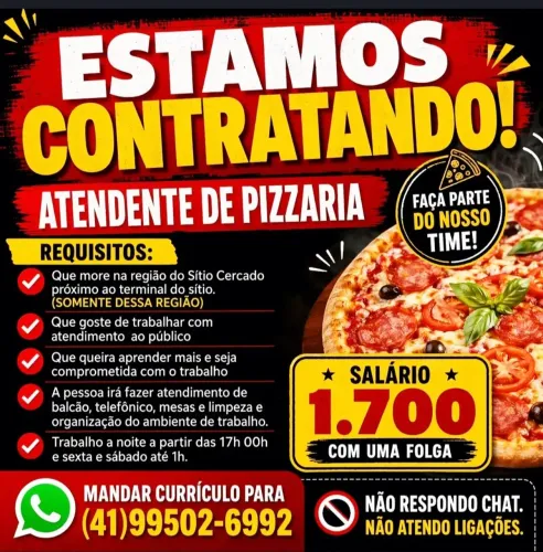 Vaga de atendente de pizzaria