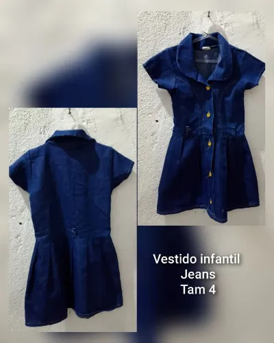 Vestidinho Infantil Jeans menina