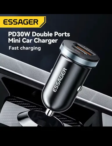 Carregador veicular USB C Essager 30W Tipo C com carregamento rápido
