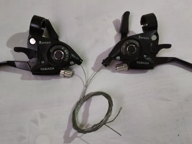 Trocador Com Manete Rapid Fire EZ fire Yamada 3x8v Bike MTB Compatível Shimano