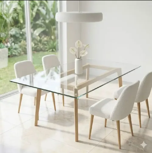 Tampo de mesa em vidro