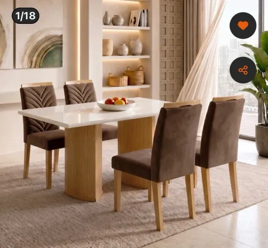 Mesa de jantar com 4 cadeiras