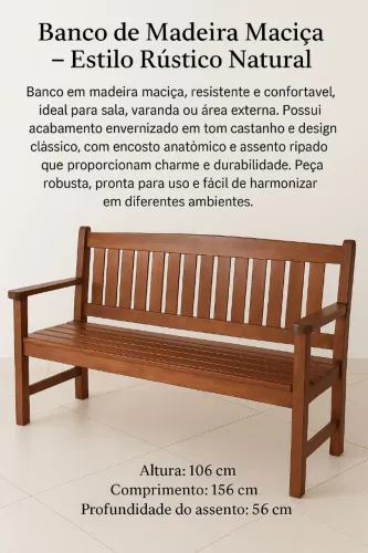 Banco de Madeira Maciça tipo Namoradeira