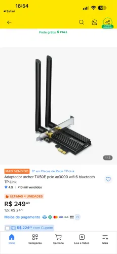 Placa de rede Wi-Fi e Bluetooth nova