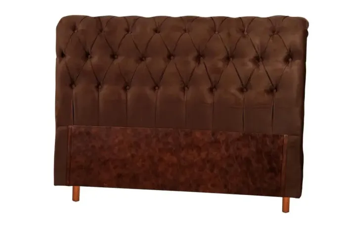 Cabeceira King 199x128x24 Estofada Lecce Bom Pastor Marrom Escuro