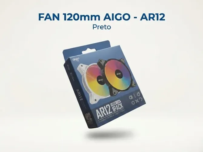 FAN 120mm AIGO - AR12  Preto - Unidade ou Kit - Em Estoque!