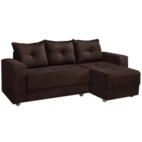 Sofá Florença 3 Lugares com Chaise Tecido Suede 200cm / pronta entrega