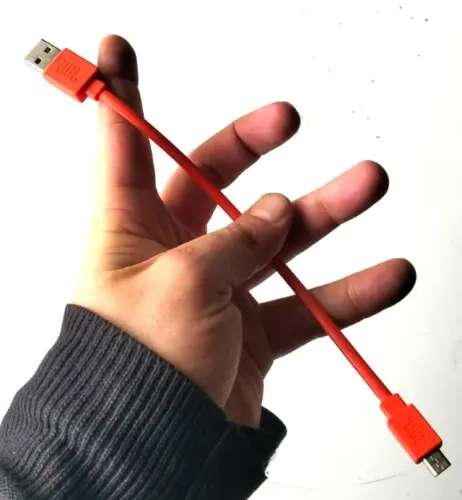 Cabo Carregador JBL (Flat - Laranja - Reversível) USB-A x Micro USB - 22 cm - Usado