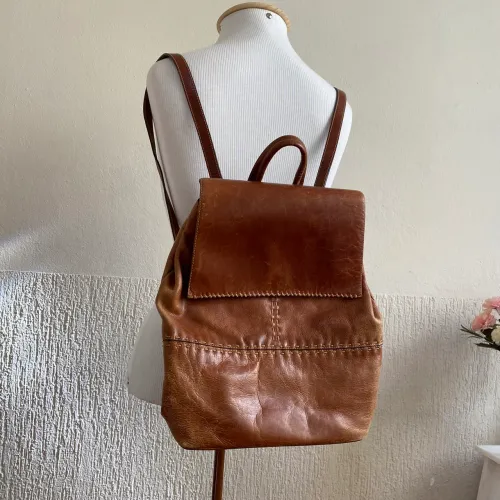 Mochila de couro legítimo vintage